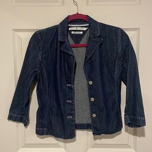 Tommy Hilfiger Denim Blazer Jacket Fitted Jean Jacket Size 2 Cropped